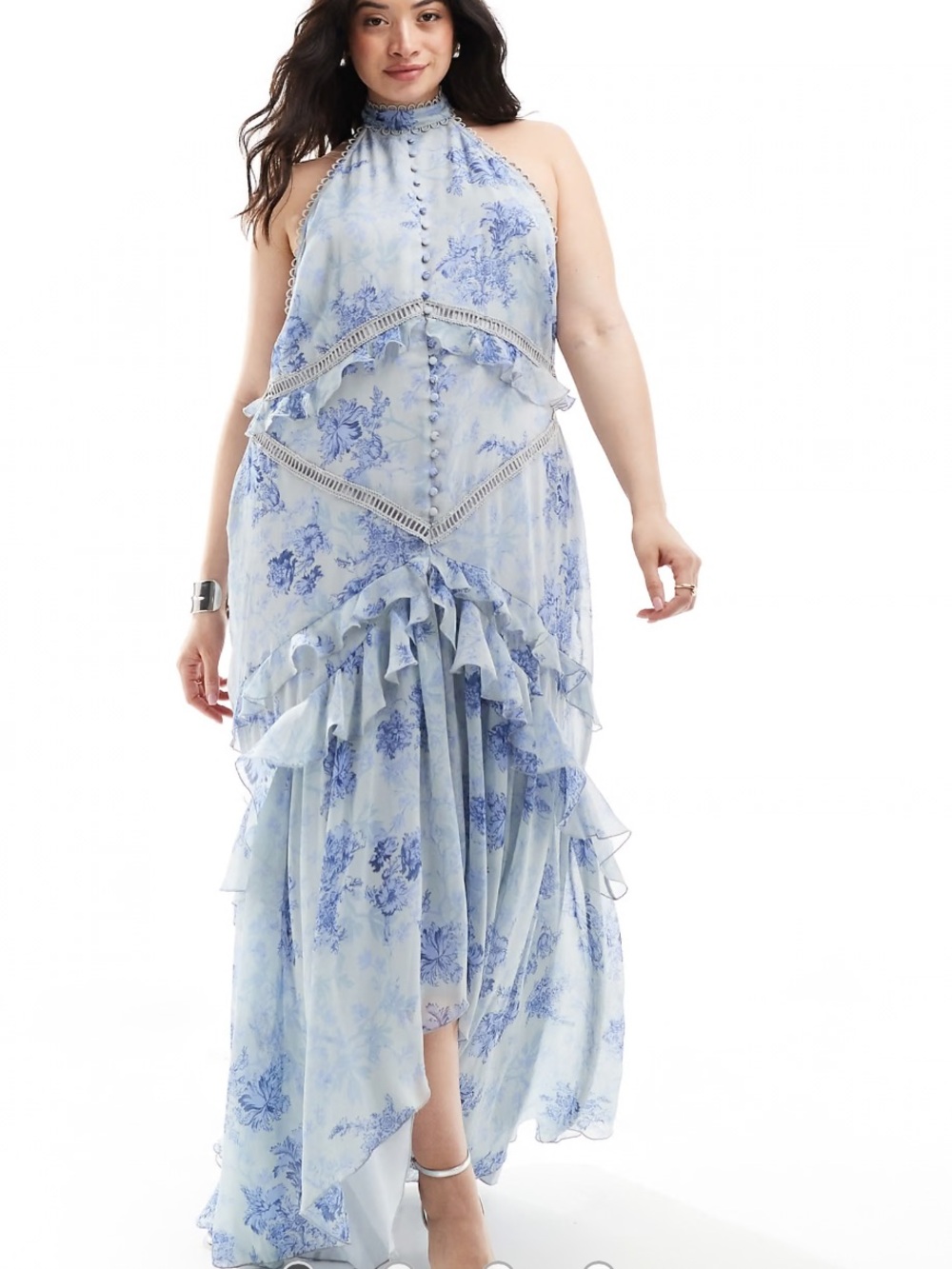 ASOS Curve Floral High-Low Halter Maxi Dress